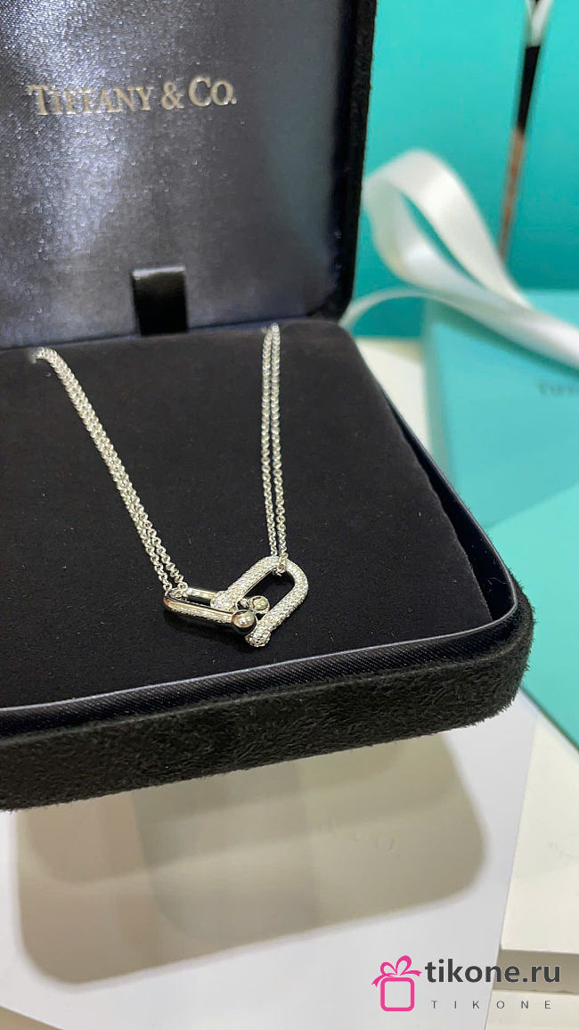 Tiffany HardWear Large Double Link Pendant in White Gold with Pavé Diamonds - 1