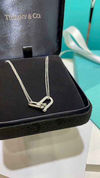 Tiffany HardWear Large Double Link Pendant in White Gold with Pavé Diamonds