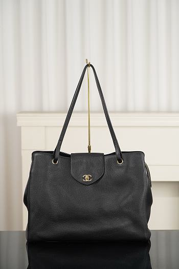 Chanel Large Shopping Bag Grained Calfskin & Gold-Tone Metal Black AS6245 - 46x36x20cm
