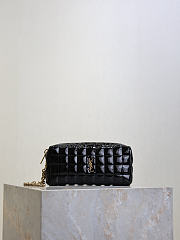 YSL Cassandre Matelasse Carre Pouch On Chain In Shiny Canvas Black - 18.5x8.5x4cm - 6