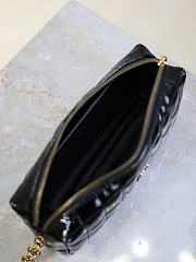 YSL Cassandre Matelasse Carre Pouch On Chain In Shiny Canvas Black - 18.5x8.5x4cm - 4