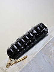 YSL Cassandre Matelasse Carre Pouch On Chain In Shiny Canvas Black - 18.5x8.5x4cm - 3