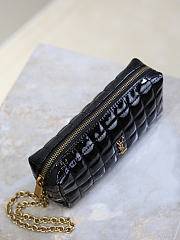 YSL Cassandre Matelasse Carre Pouch On Chain In Shiny Canvas Black - 18.5x8.5x4cm - 2