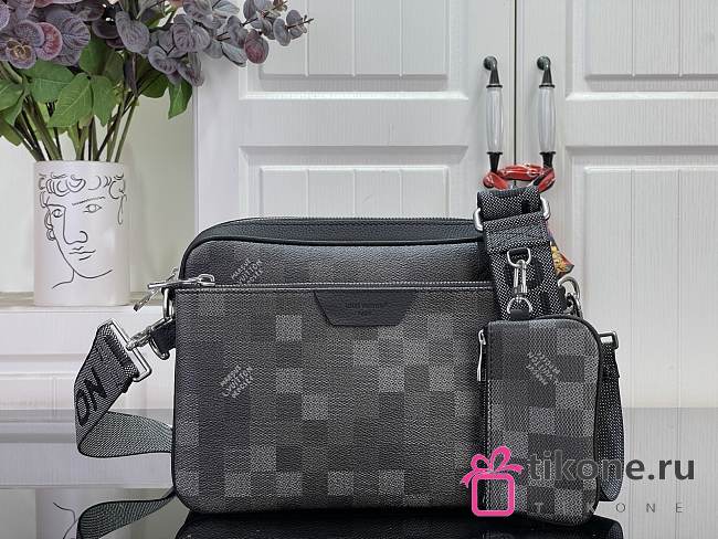 LV Trio Messenger Damoflage Canvas Black M28602- 25x18.5x7cm - 1