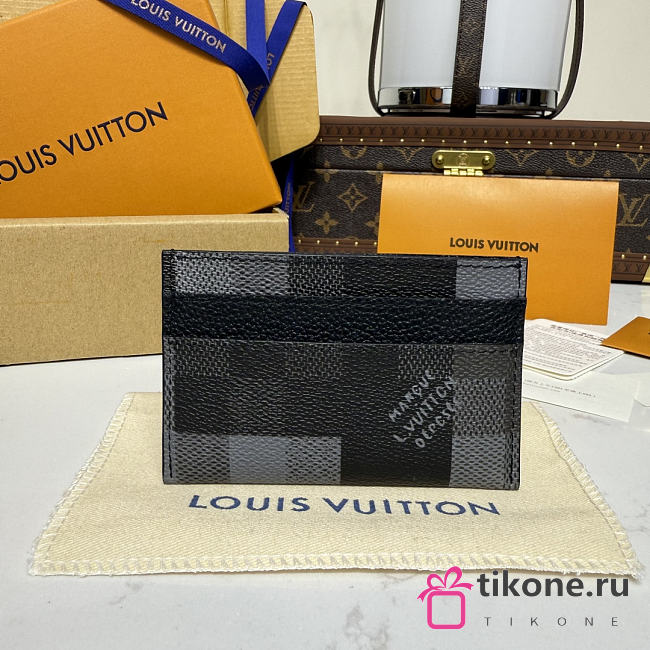 LV Double Card Holder Damoflage Canvas Black M14929 - 11x7x1.5cm - 1