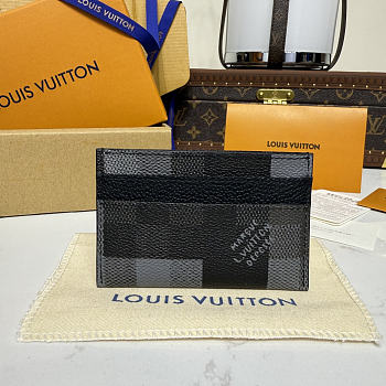 LV Double Card Holder Damoflage Canvas Black M14929 - 11x7x1.5cm