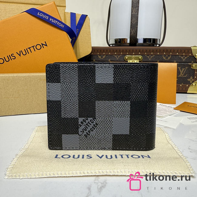 LV Slender Wallet Damoflage Canvas Black M14927 - 11x8.5x2cm - 1