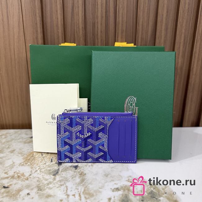 Goyard Bourbon Zipped Card Holder Multicoloured Blueberry Purple - 12.5x1x8.4cm - 1