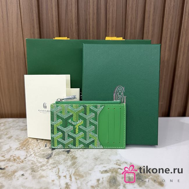 Goyard Bourbon Zipped Card Holder Multicoloured Meadow Green - 12.5x1x8.4cm - 1