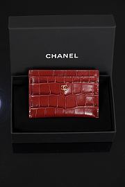 Chanel Classic Card Holder Crocodile Embossed Calfskin & Gold-Tone Metal Red - 7.5x11.2x0.5cm - 1