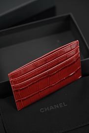 Chanel Classic Card Holder Crocodile Embossed Calfskin & Gold-Tone Metal Red - 7.5x11.2x0.5cm - 5