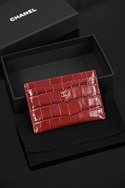 Chanel Classic Card Holder Crocodile Embossed Calfskin & Gold-Tone Metal Red - 7.5x11.2x0.5cm - 3