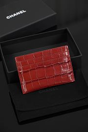 Chanel Classic Card Holder Crocodile Embossed Calfskin & Gold-Tone Metal Red - 7.5x11.2x0.5cm - 2