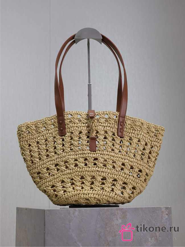 YSL Panier Small Tote Bag In Raffia Natural 26942 - 42×20×22cm - 1