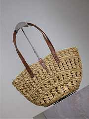 YSL Panier Small Tote Bag In Raffia Natural 26942 - 42×20×22cm - 2