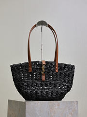 YSL Panier Small Tote Bag In Raffia Black 26943 - 42×20×22cm - 3
