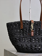 YSL Panier Small Tote Bag In Raffia Black 26943 - 42×20×22cm - 6