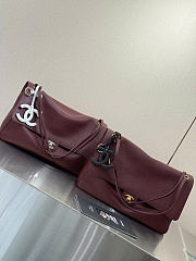 Chanel Maxi Flapbag Grained Calfskin & Gold Metal Dark Burgundy - 38.5x26x11cm - 5