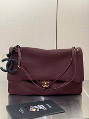 Chanel Maxi Flapbag Grained Calfskin & Gold Metal Dark Burgundy - 38.5x26x11cm - 4
