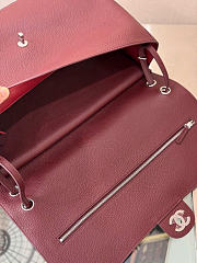 Chanel Maxi Flapbag Grained Calfskin & Silver Metal Dark Burgundy - 38.5x26x11cm - 2