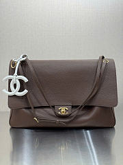 Chanel Maxi Flapbag Grained Calfskin & Gold Metal Dark Khaki - 38.5x26x11cm - 6