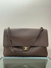 Chanel Maxi Flapbag Grained Calfskin & Gold Metal Dark Khaki - 38.5x26x11cm - 5