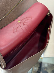 Chanel Maxi Flapbag Grained Calfskin & Gold Metal Dark Khaki - 38.5x26x11cm - 4
