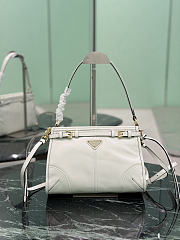 Prada Bonnie Small Leather Handbag White 1BC297 - 26x17x10cm - 5