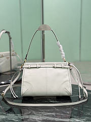 Prada Bonnie Small Leather Handbag White 1BC297 - 26x17x10cm - 2