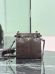 Prada Bonnie Leather Mini Shoulder Bag Dark Brown 1BH229 - 20x19.5x7cm - 1