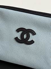 Chanel Large Zipped Pouch Canvas Calfskin & Silver-Tone Metal Blue & Black AP5267 - 29x17x12cm - 6