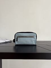 Chanel Large Zipped Pouch Canvas Calfskin & Silver-Tone Metal Blue & Black AP5267 - 29x17x12cm - 2