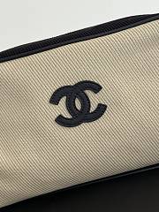 Chanel Large Zipped Pouch Canvas Calfskin & Silver-Tone Metal Beige & Black AP5267 - 29x17x12cm - 4