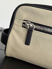 Chanel Large Zipped Pouch Canvas Calfskin & Silver-Tone Metal Beige & Black AP5267 - 29x17x12cm - 3