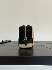 Chanel Large Zipped Pouch Canvas Calfskin & Silver-Tone Metal Beige & Black AP5267 - 29x17x12cm - 2