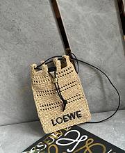Loewe Drawstring Pocket In Raffia Beige - 21x16x1cm - 1