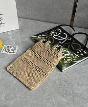 Loewe Drawstring Pocket In Raffia Beige - 21x16x1cm - 6