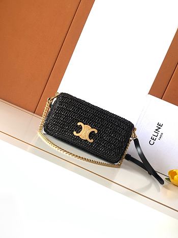 Celine Multipochette In Raffia Black - 23x11x4cm