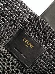 Celine Medium Louise Bucket In Raffia And Calfskin Black - 24x23.5x16cm - 5