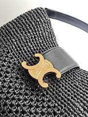 Celine Medium Louise Bucket In Raffia And Calfskin Black - 24x23.5x16cm - 4