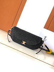 Celine Little Halfmoon Soft Triomphe In Raffia And Lambskin Black - 25x13x5cm - 1
