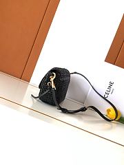 Celine Little Halfmoon Soft Triomphe In Raffia And Lambskin Black - 25x13x5cm - 6