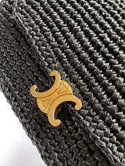 Celine Little Halfmoon Soft Triomphe In Raffia And Lambskin Black - 25x13x5cm - 5