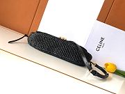 Celine Little Halfmoon Soft Triomphe In Raffia And Lambskin Black - 25x13x5cm - 4