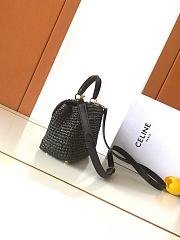 Celine Teen Nino Bag In Raffia And Calfskin Black - 20.5x13x8cm - 5