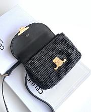Celine Teen Nino Bag In Raffia And Calfskin Black - 20.5x13x8cm - 3