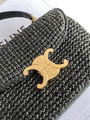 Celine Teen Nino Bag In Raffia And Calfskin Black - 20.5x13x8cm - 2