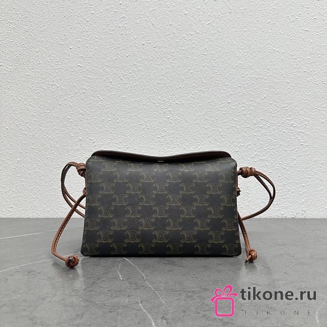 Celine Trio Flap In Triomphe Canvas And Lambskin Miel - 22.5x13x3.5cm - 1