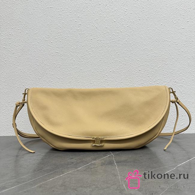 Celine Halfmoon Soft Triomphe Bag In Supple Shiny Lambskin Beige - 46x19x10cm - 1