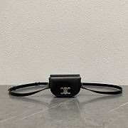 Celine Small Besace Strap Triomphe In Supple Calfskin Black - 12x3.5x8cm - 1